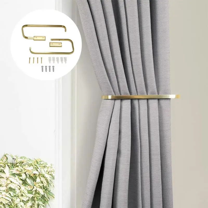 Drapery Tiebacks Set Of 2 Windshield Drapes Hooks Wall-Mounted Valance Pull Backs Metal Windshield Drapery Ties Decorative For