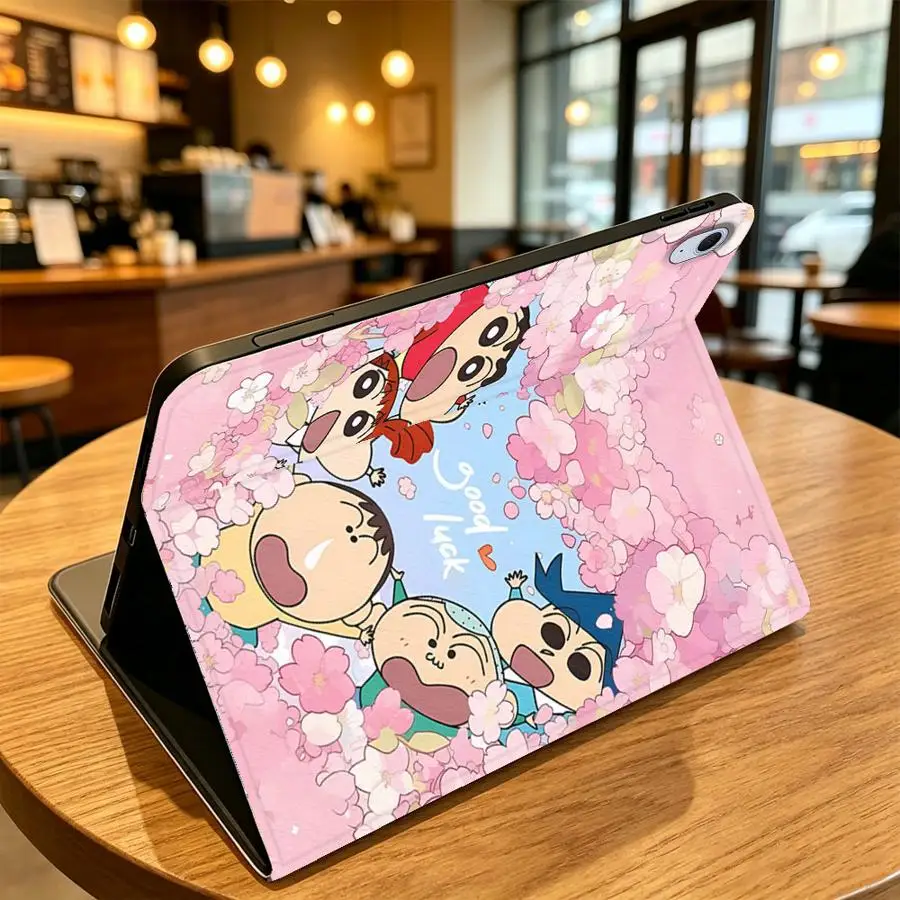 Shinchan & Shiro With Pencil Holder Case for Samsung Galaxy Tab A11 A9Plus A7 Lite S7 S8+ A8 S11 S9 FE S9+ S10 Lite S10FE S10