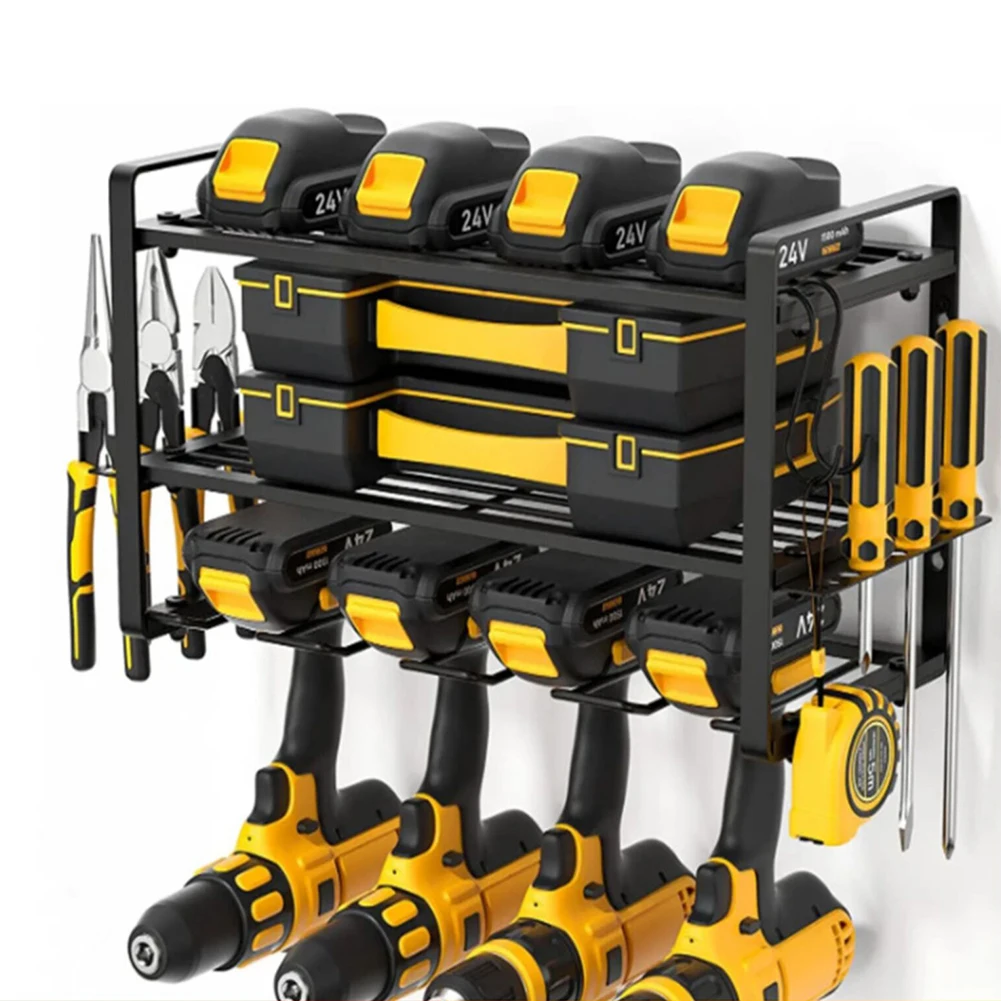 Power Tool Rack Organizer Heavy Duty Drill Holder Wall Mount 3 Layers