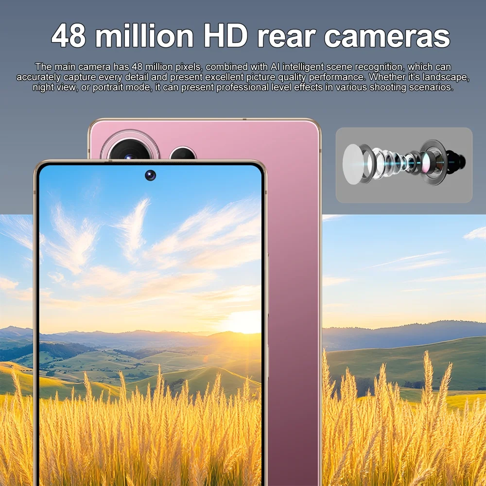 K-Touch Smartphone für S26 Ultra 7,3 Zoll Vollbild-Handy 7800mAh Akku Mobiltelefon 48MP Kamera 22GB+2TB Gesichtserkennung Entsperrt Android 15 Handys – Detail 8