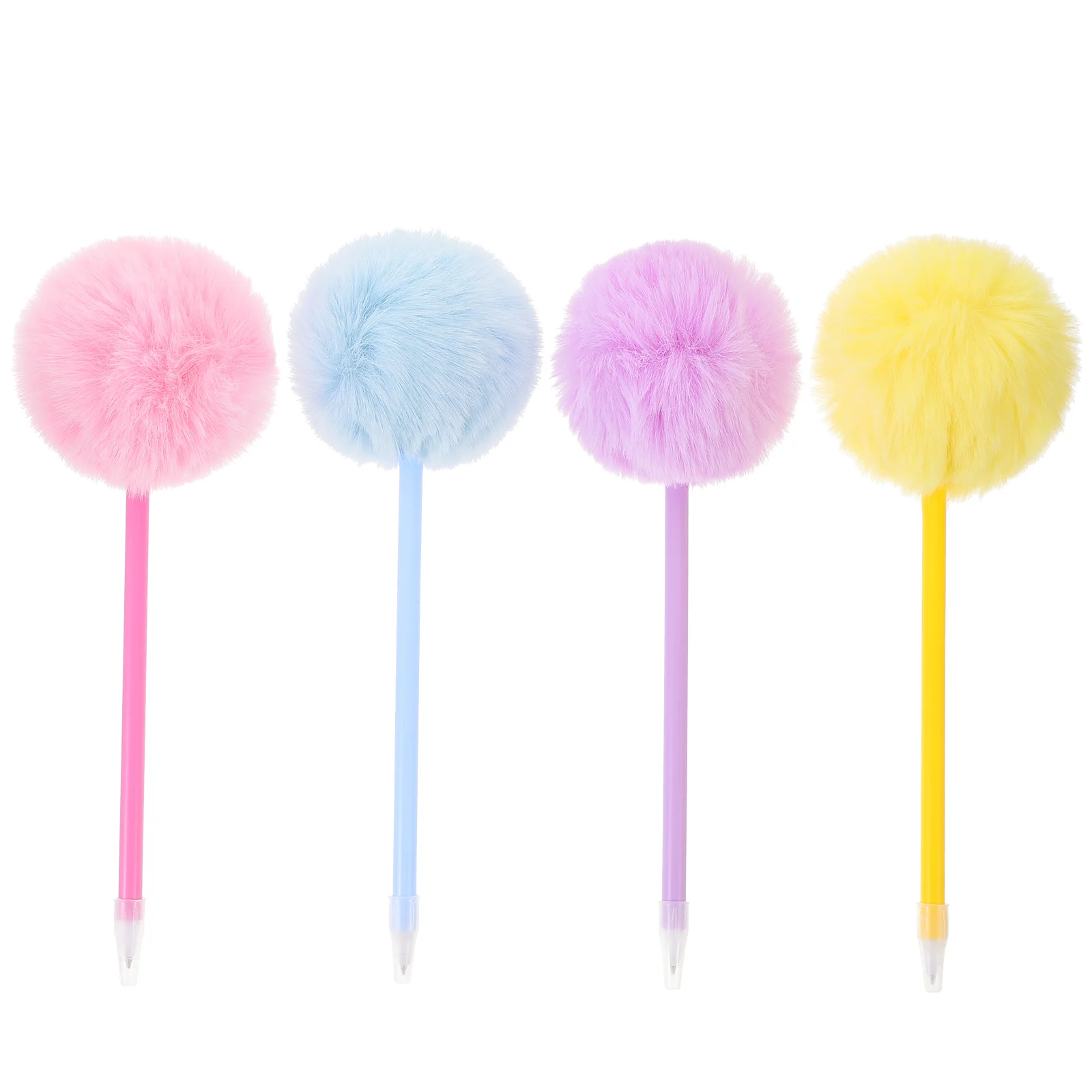 

4 Pcs Hair Ball Writing Pen Novelty Fluffy Pens Fountain Bright Color Ballpoint Plush Student Signature