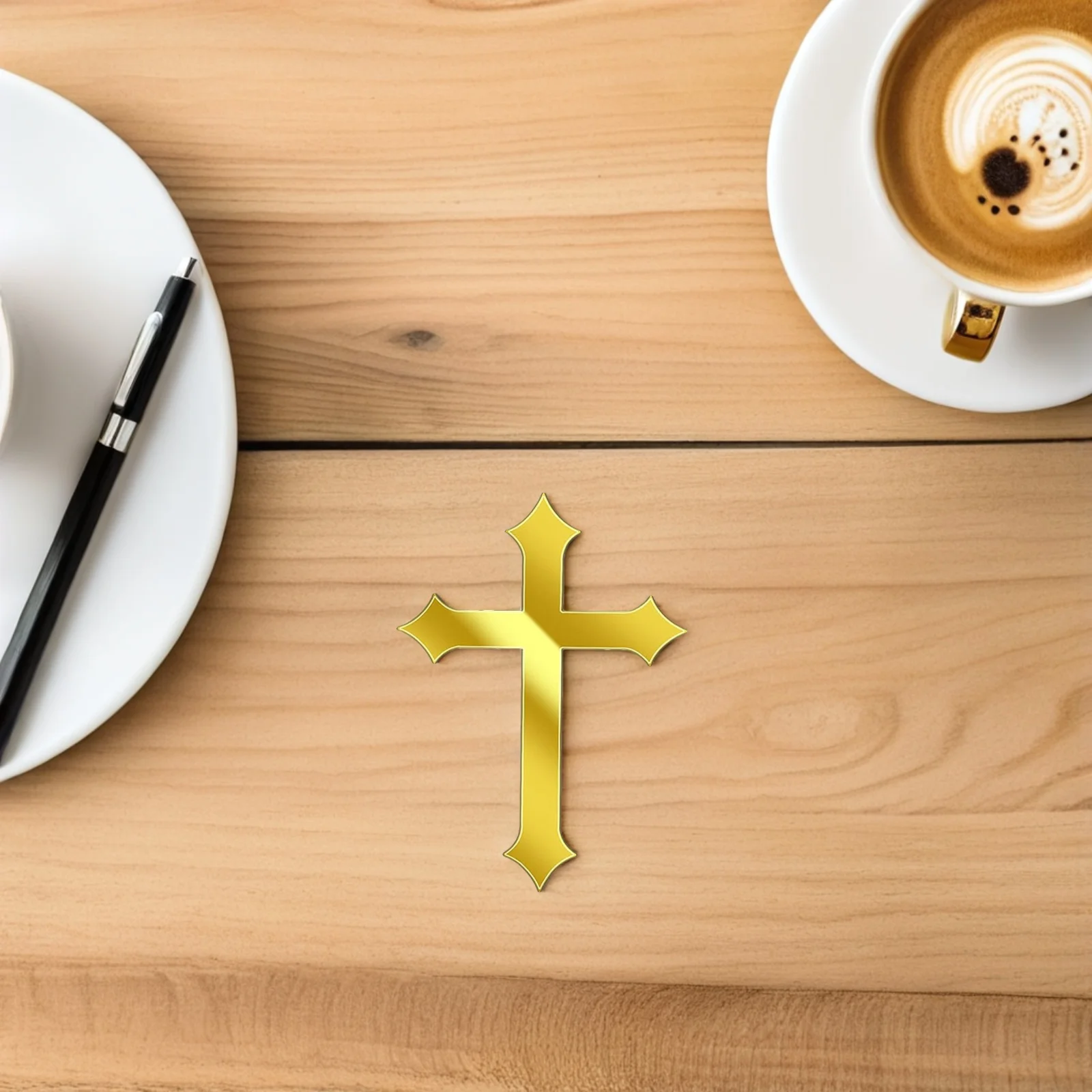 

20pcs Cross Cake Decorations Golden Religious Toppers Baptism Anniversary Birthday Cupcake Inserts Elegant Party Dessert