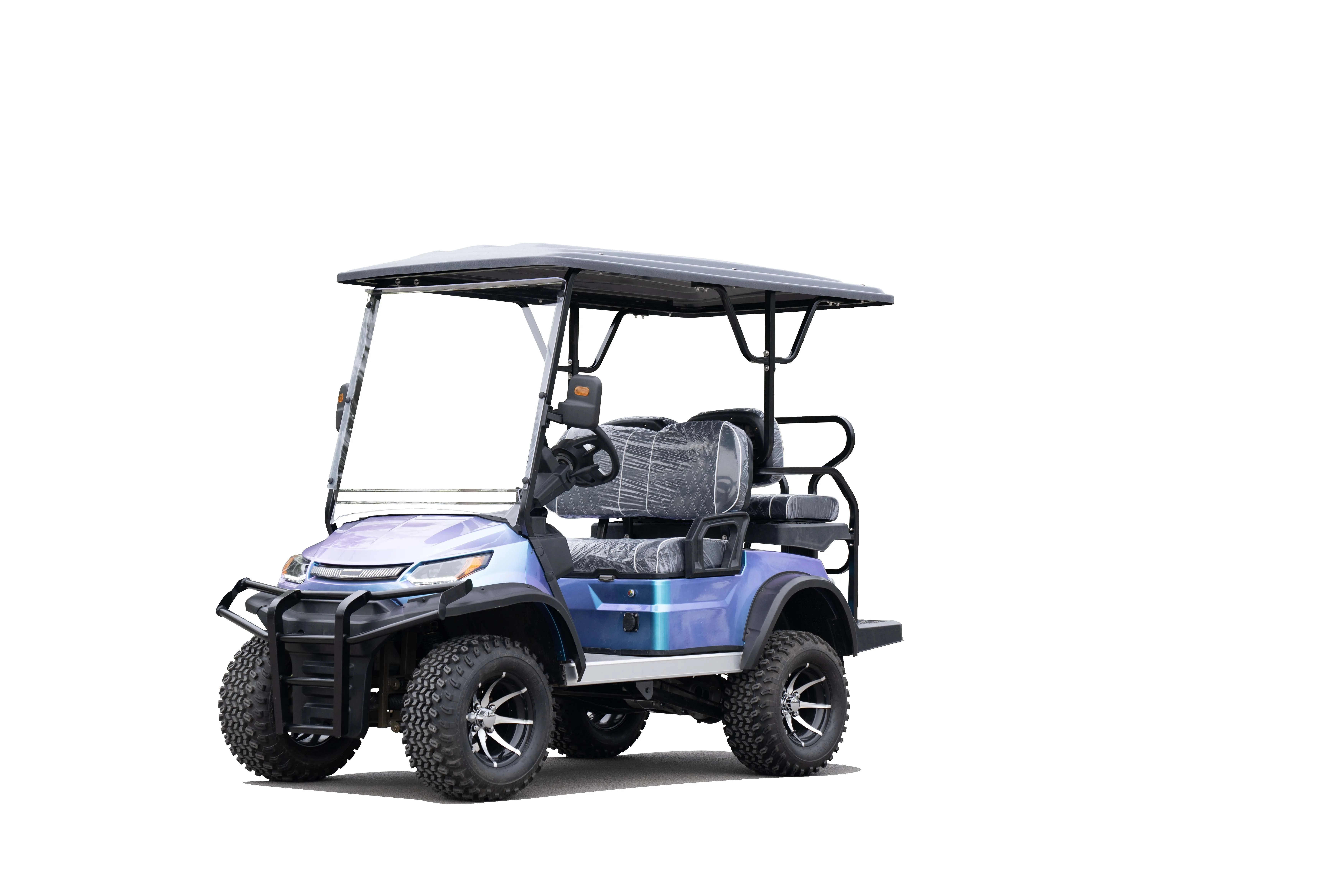 عربة جولف فاخرة ذات 4 مقاعد 60 فولت للطرق الوعرة مع مكبرات صوت وأضواء تصميم جديد #4