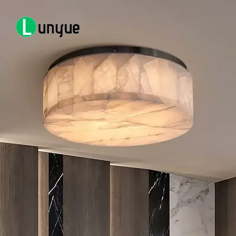 Modern Brass Alabaster LED Ceiling Light for Living Room Dining Room Cafe Bar Contemporary Design Fixture