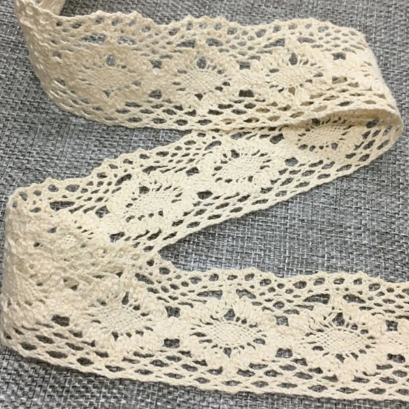 2Y 1.5cm-6cm Beige&Color Crocheted Cotton Lace Ribbon For Handmade DIY Craft Bow Christmas Easter Wedding Deco Gift Floral Wrap