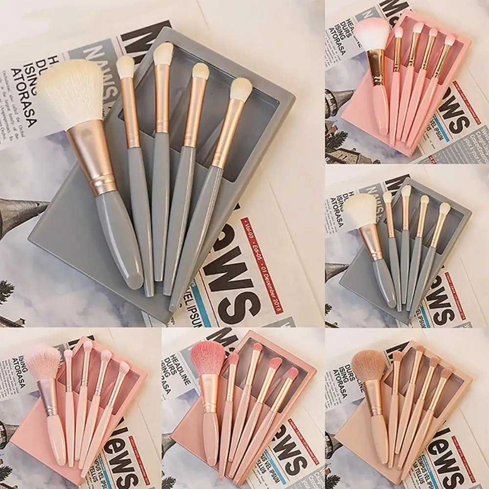 Morandi Color Mini Makeup Brushes Set Loose Powder Brush Open Window Eyebrow Eyeliner Brush Eye Shadow Brush with Mirror Box