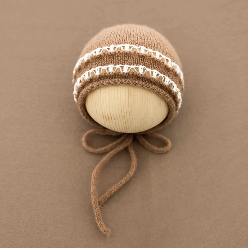 0-1 Month Baby Photography Props Handmade Crochet Soft Hat Soft Wool Felt Flowers Wrapped Shoot Prop Newborn Photo Accessories