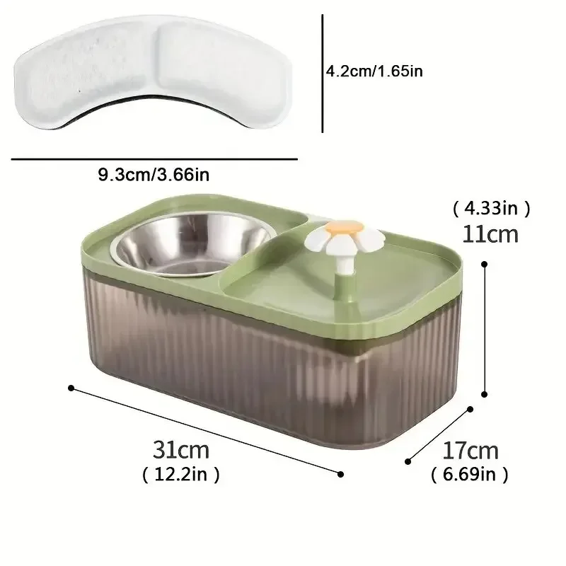 1pc Automatic Cat Water Fountain With Stainless Steel Food Bowl, Elevated Cat Feeder And Water Feeder For Indoor Cats