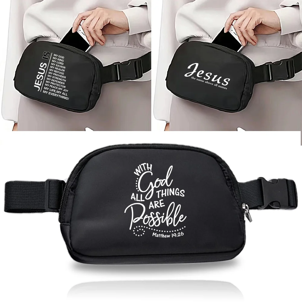 

Waist Bag Nylon Fanny Packs for Women Casual Chest Bag Jesus Series Female Sport Organizer Waist Pack Waterproof Phone Bags