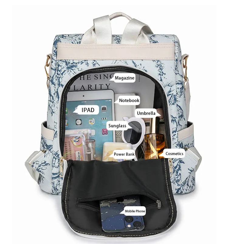 

Multi Use American Retro Trend Large Capacity Simple Casual Chinese Style Hand-Held Backpack Bag for Women