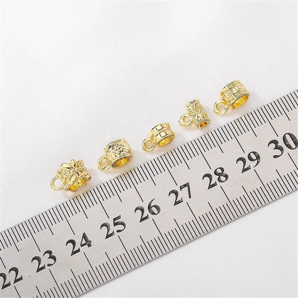 

14K Gold-coated Round Bead-separated Bucket Bead Pendant Loose Beads Diy Handmade Bracelet Jewelry Material Package Accessories