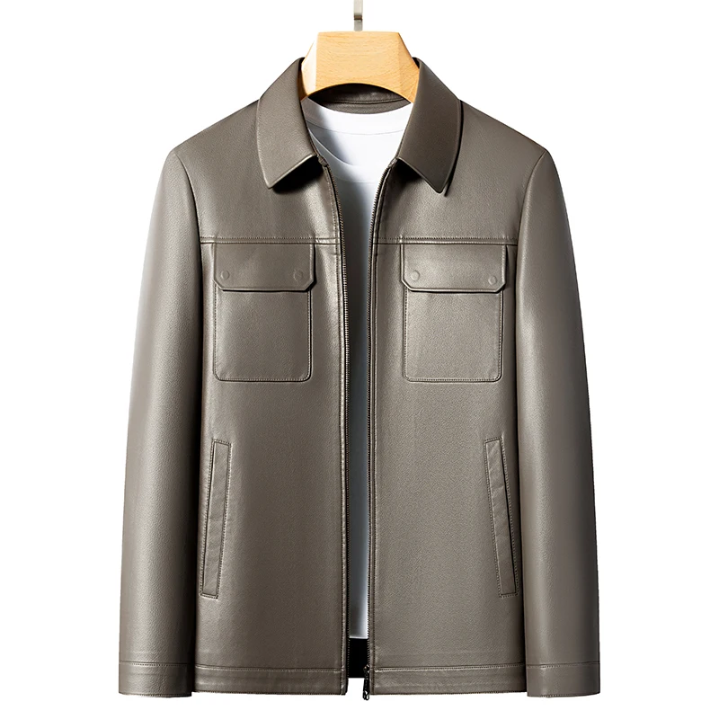 High-quality fashionable business men's PU leather jacket for autumn and winter, youth slim-fit jacket, men's faux leather casua