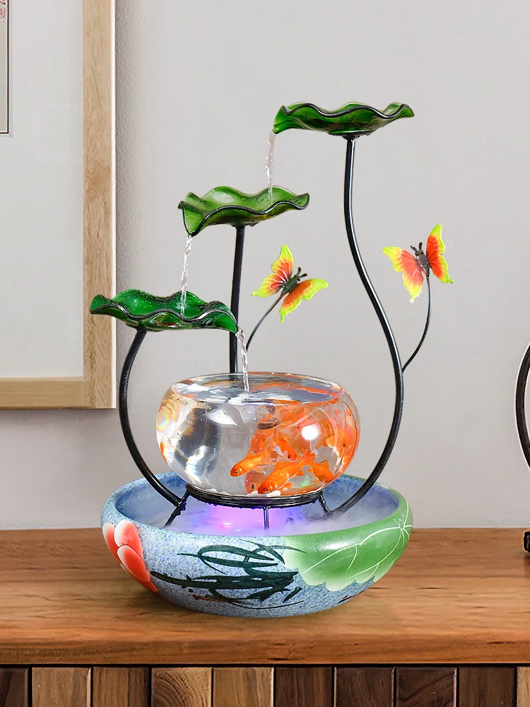 

Home small flowing water circulation fish tank, living room, foyer, fountain decoration, office desk feng shui