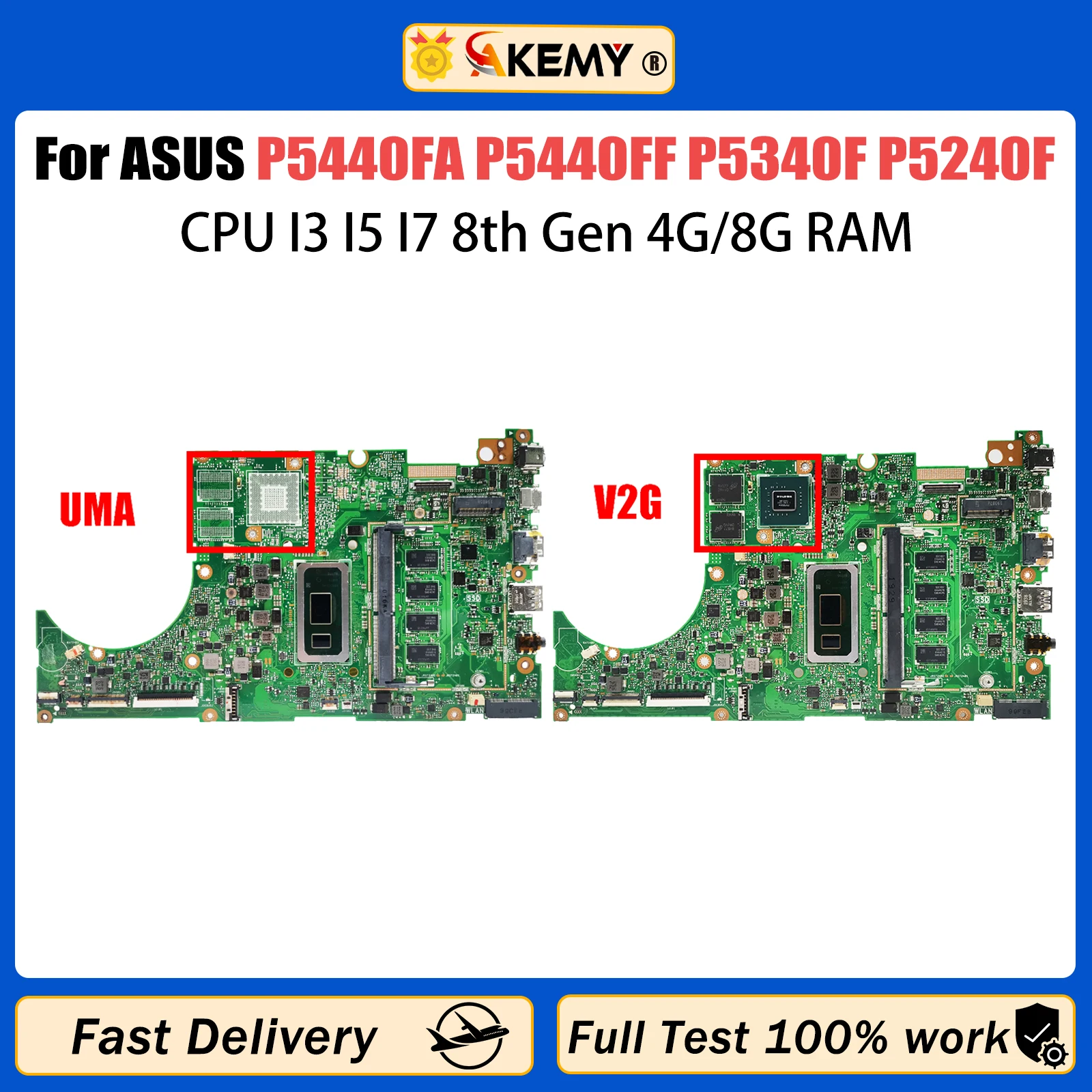 

Материнская плата AKEMY P5440FA Материнская плата ASUS P5440F P5440FF P5340F P5240F для ноутбука, Процессор I3 I5 I7 8-го поколения, 4 ГБ/8 ГБ ОЗУ, 100% протестированная, работает