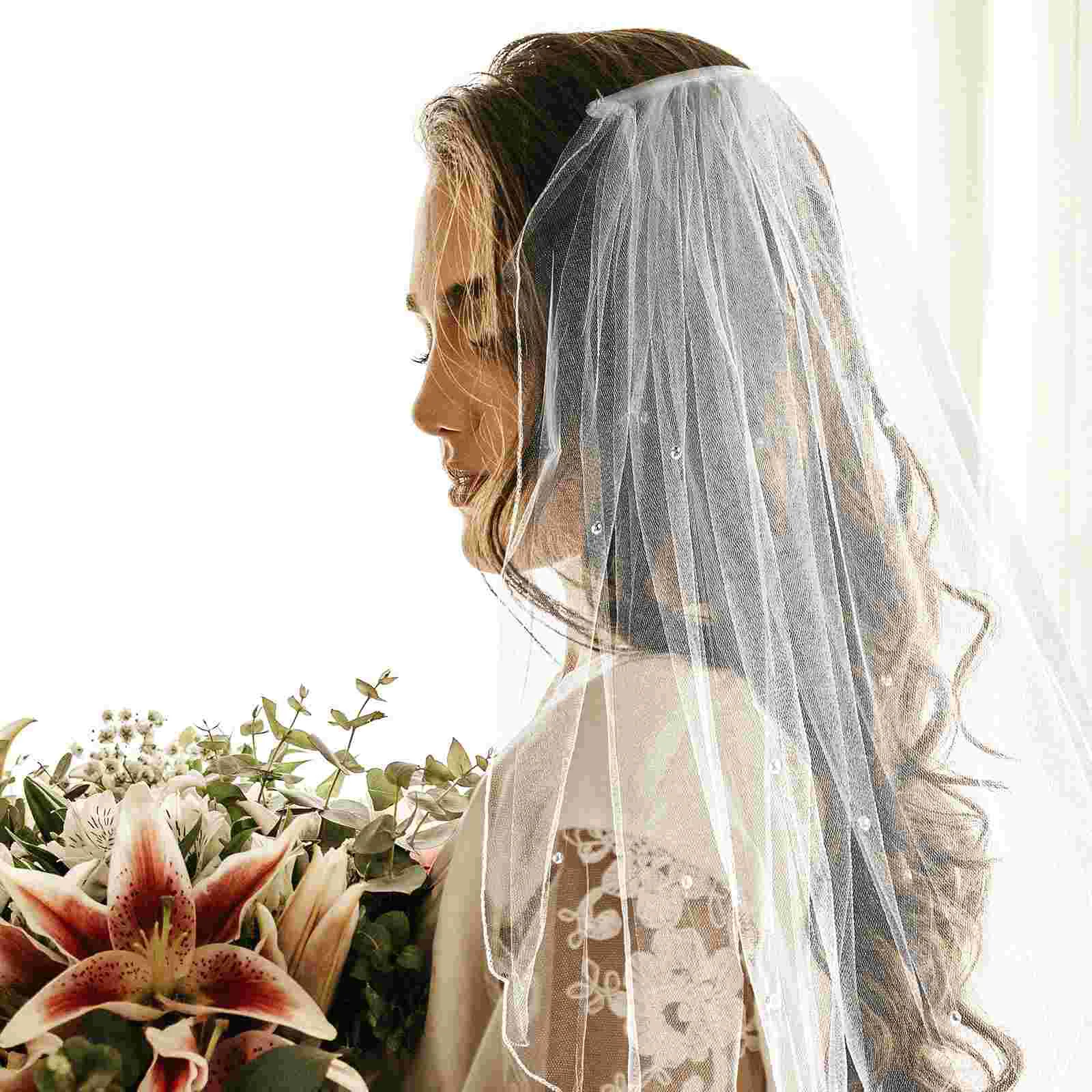 Lace Veil Bridal Short Wedding Dresses Decorations Hair Comb Mesh Bride Headdress