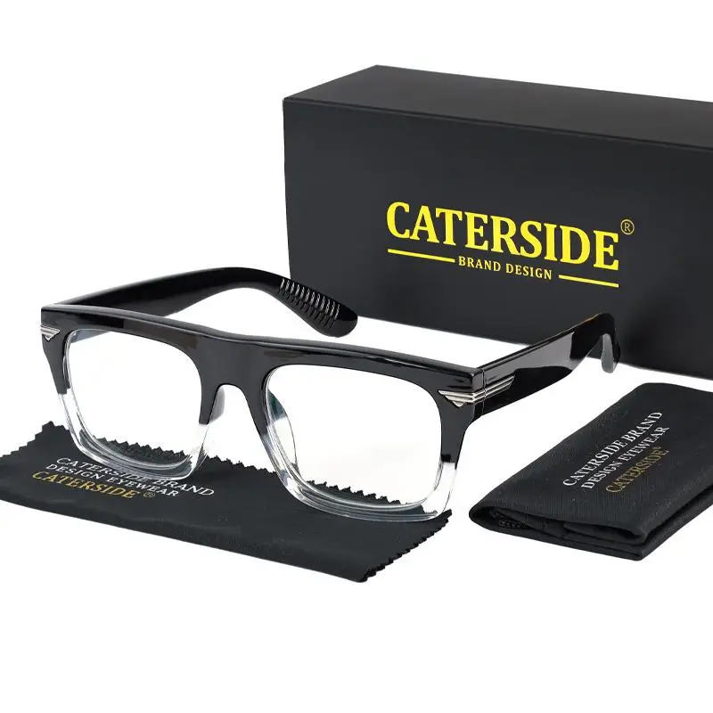 CATERSIDE Männer Anti Blaues Licht Gläser für Platz TR90 Rahmen Ultraleicht Retro Plain Gläser Trendy Myopie Computer Brillen Rahmen – Detail 8
