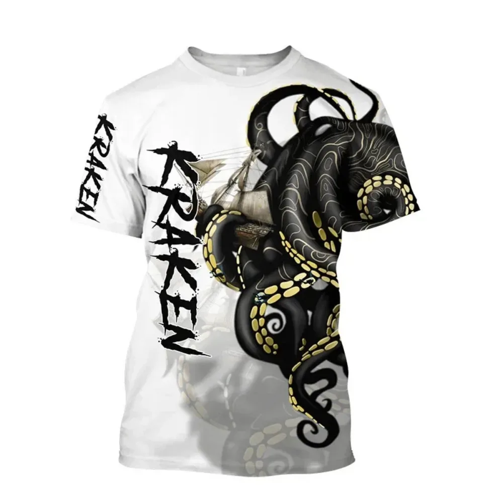 Role-playing Octopus Party 3D Print Men T-shirt Round Collar Outdoor Leisure Breathable Sport Harajuku Y2K Parent-Child Clothing