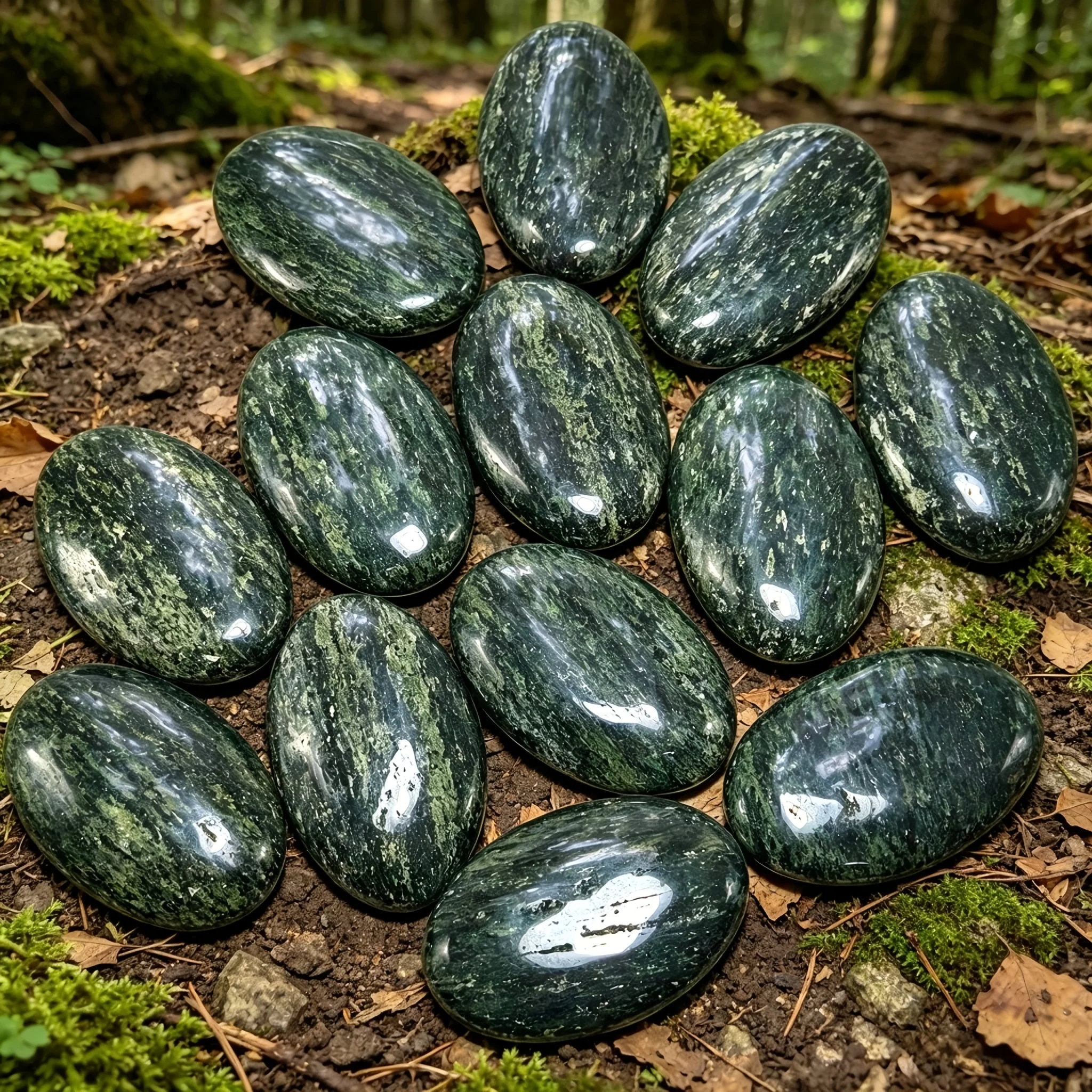 Natural Green Phantom Palm Stone, Polished Healing Crystal