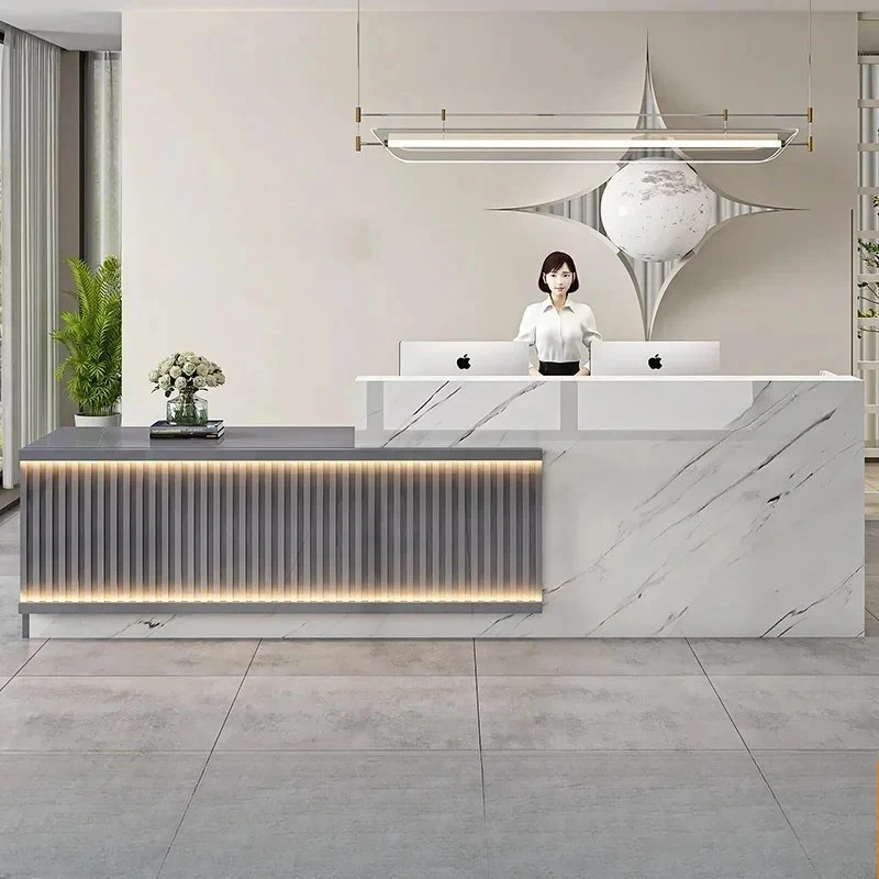 #Customized Luxury Reception Classic Versatile Simple Reception Desks Cashier Design Recepción Negocio Commercial Furniture