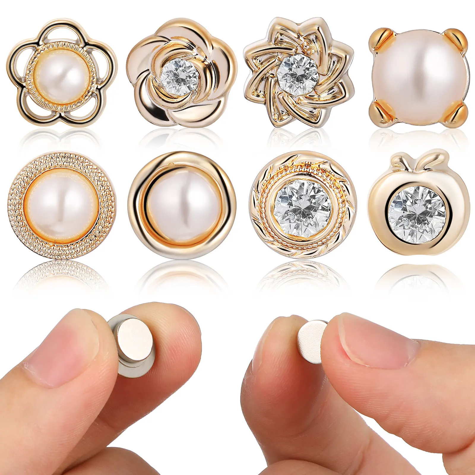 

8 шт. модных магнитных булавок для одежды, магнитные застежки для хиджаба, утяжелители для вуалей, булавки для свадебных платков, декоративные кнопки-застежки для рубашек