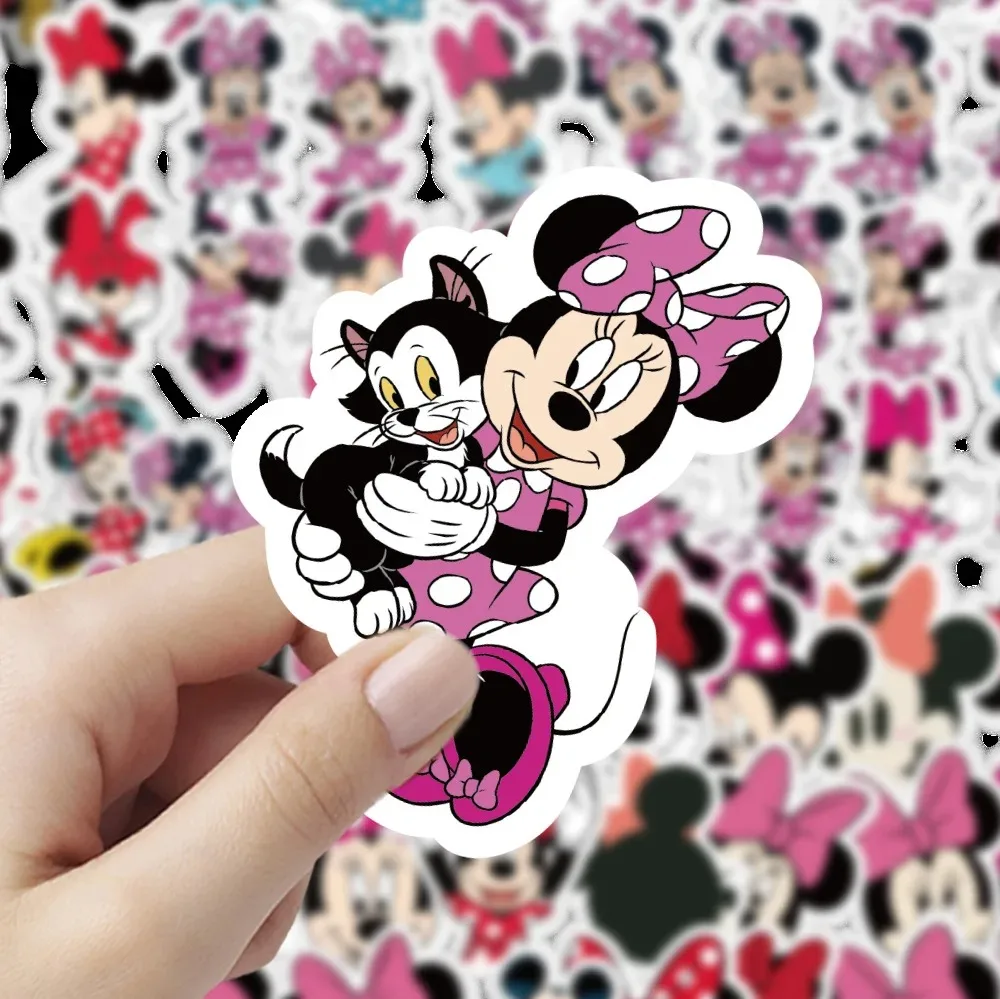 50 Stück Cartoon Minnie Maus Aufkleber Niedliche Notizbuch-Handy-Kühlschrank-Wandtattoos Wasserfeste Graffiti-Scrapbooking-Sticker – Detail 3
