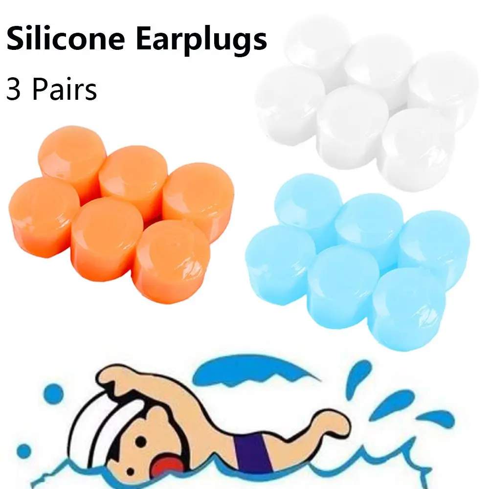 3 Pairs Environmental Sleeping Anti-noise Earplugs Waterproof Earmuffs Ear Plugs Soft Silicone