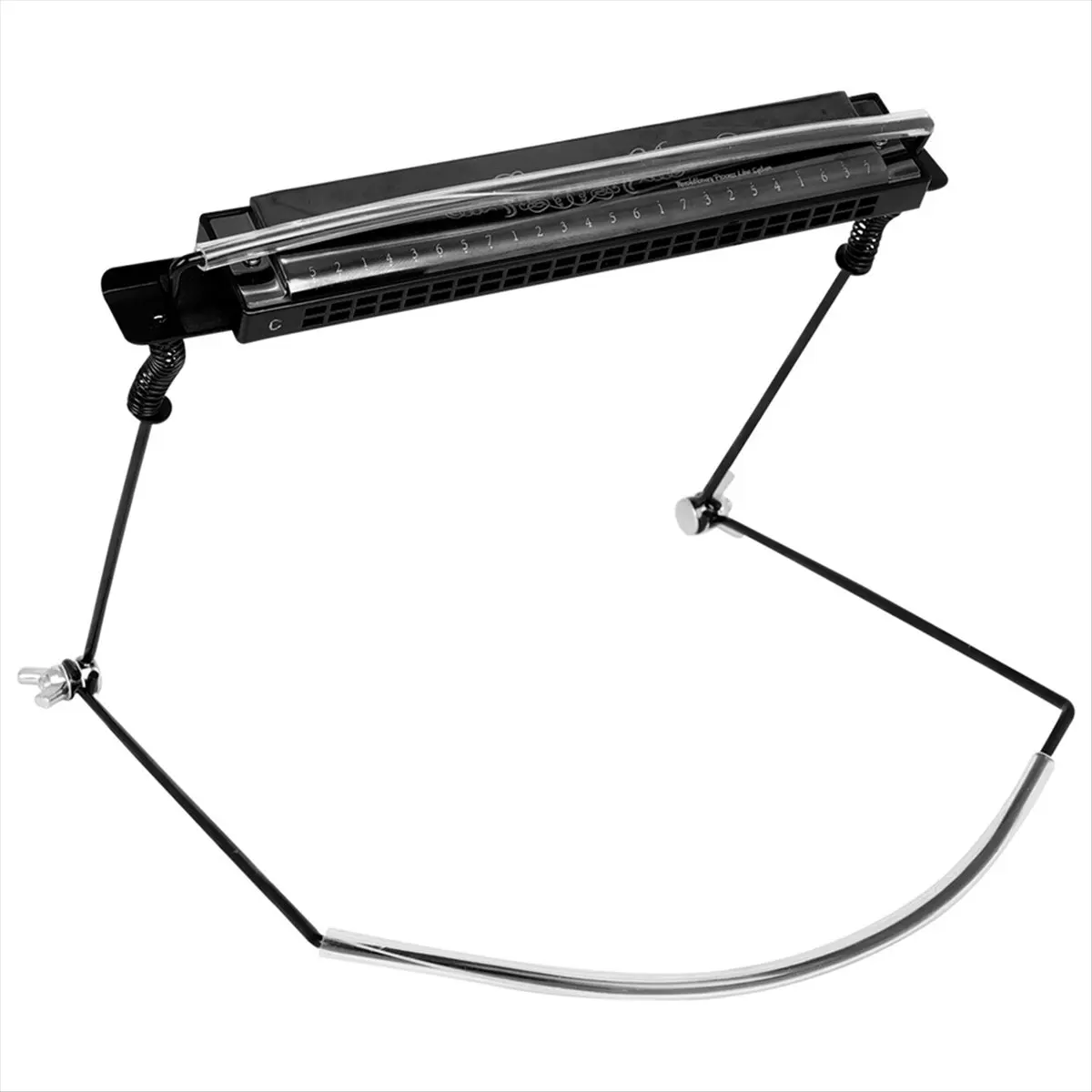 A08I FW-5 24-Hole Harmonica Stand Metal Construction Adjustable Neck Holder Professional Harmonica Accessories Black