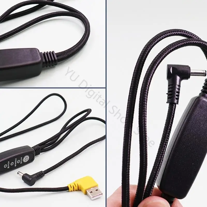 96BA Braided USB Cooling Garment Fan Power Cable with DC3.8x1.35mm Output Controller