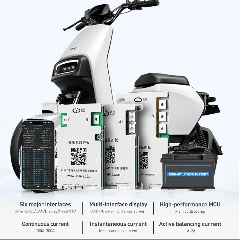 JK BMS 40A 60A 100A 150A 200A 8S-24S 12V 24V 48V 72V Active Balance 0.6A JIKONG BMS APP BT BMS for Lifepo4 Li-Ion Lto Battery view 3
