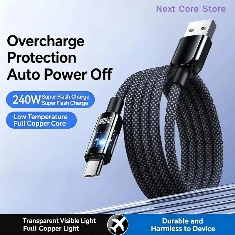 [NC]240W USB Cable Fast Charging For Smartphone 1 Meter /2 Meters Type-C Data Cable[NC]