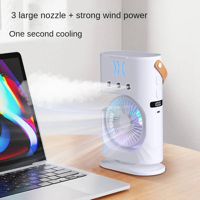 Hot SV-Portable Desktop Humidifier Air Conditioner Fan Household Small Air Cooler Fan Sprays Fan For Office 7 Color Lighting