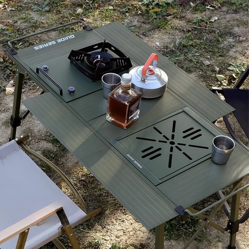 Outdoor Camping Table Aluminum Alloy Picnic Portable Folding Beach Multifunctional Table Family Barbecue Camping Hiking Tables