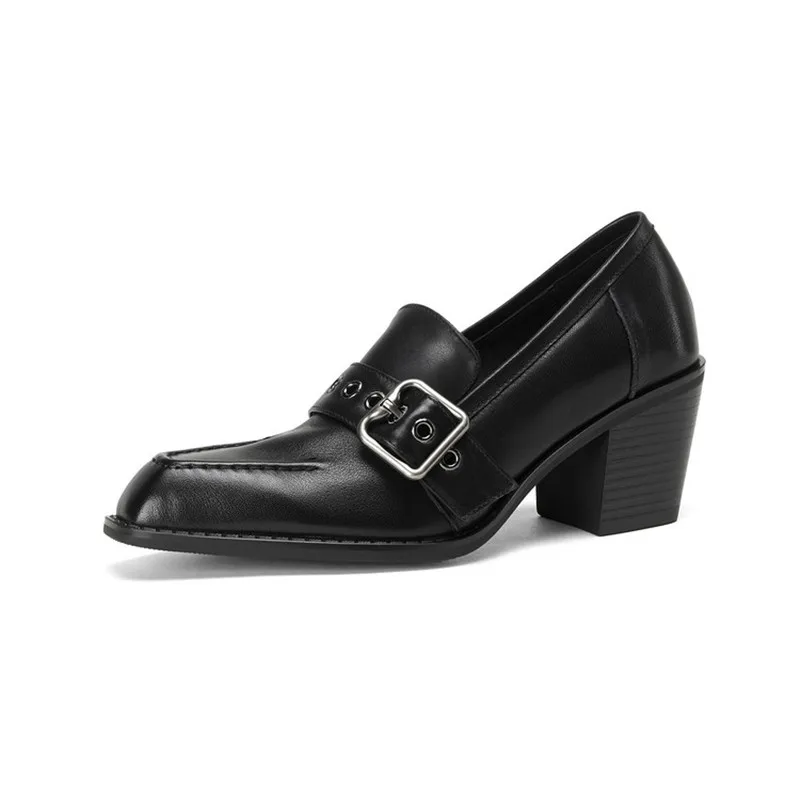 New Spring Autumn Genuine Leather Women Shoes Fashion Buckle Pointed Toe Shoes for Women High Heels Women Pumps Handmade Shoes