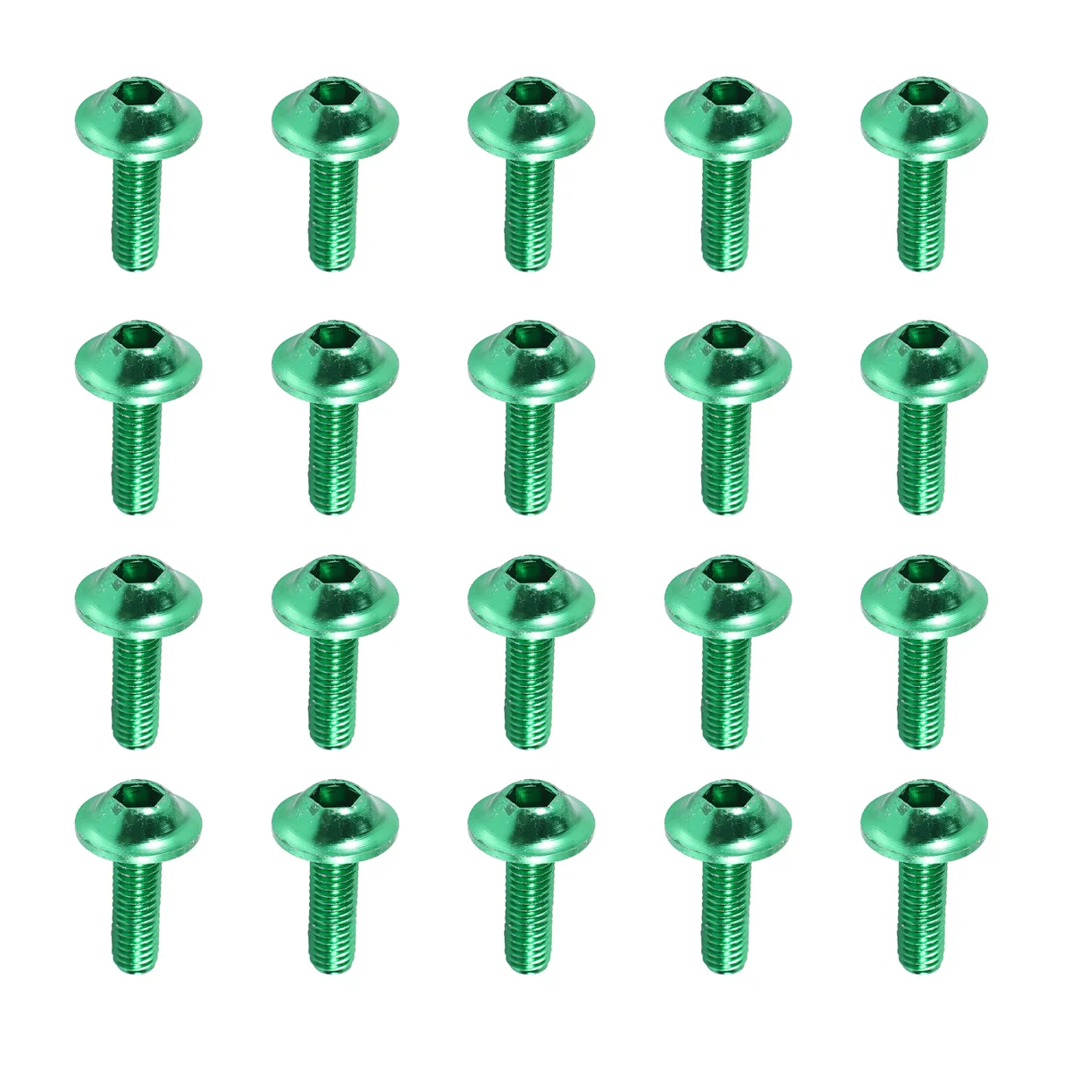 20 Pcs Green Aluminum Alloy Motorcycle Hexagonal Bolts Screws M6