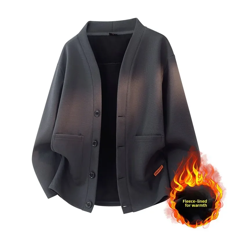 سترات صوفية فضفاضة للرجال عالية الشارع بأكمام طويلة مع قمصان علوية للرجال مريحة ومريحة للاستخدام اليومي في الهواء الطلق #3