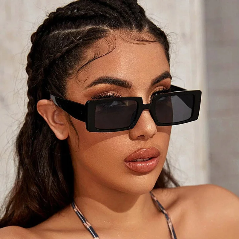 Yeni küçük çerçeve dikdörtgen güneş gözlüğü kadın moda jöle renk güneş gözlüğü kadın yaz seyahat gözlük UV400 Oculos De Sol