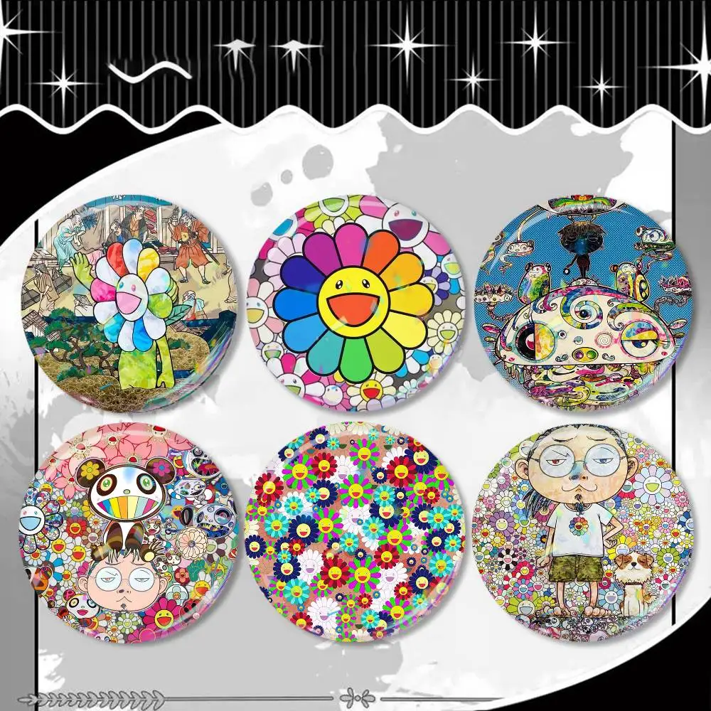 

Aesthetics T-Takashi-M-Murakami Laser Badge Creative Pins Brooch for Bag Clothes Hat Decor Gifts Fans Collect
