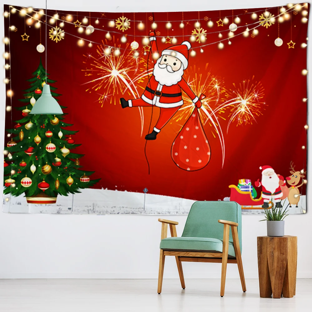 Interesting Santa Claus Hanging Blanket Tapestry Art Adornment Bedroom Curtains Hung Home Sitting Room Adornment