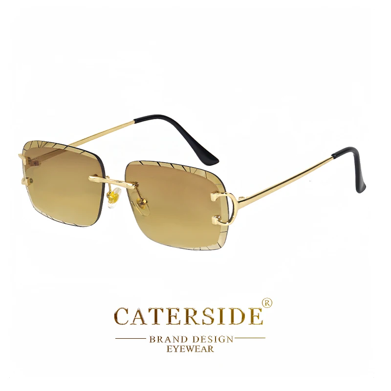 Caterside Randlose Farbverlauf Quadrat Sonnenbrille Mann Diamant Kupfernickel Rahmen Sonnenbrille Punk Frauen Kleine Rahmenlose Brillen UV400 – Detail 9