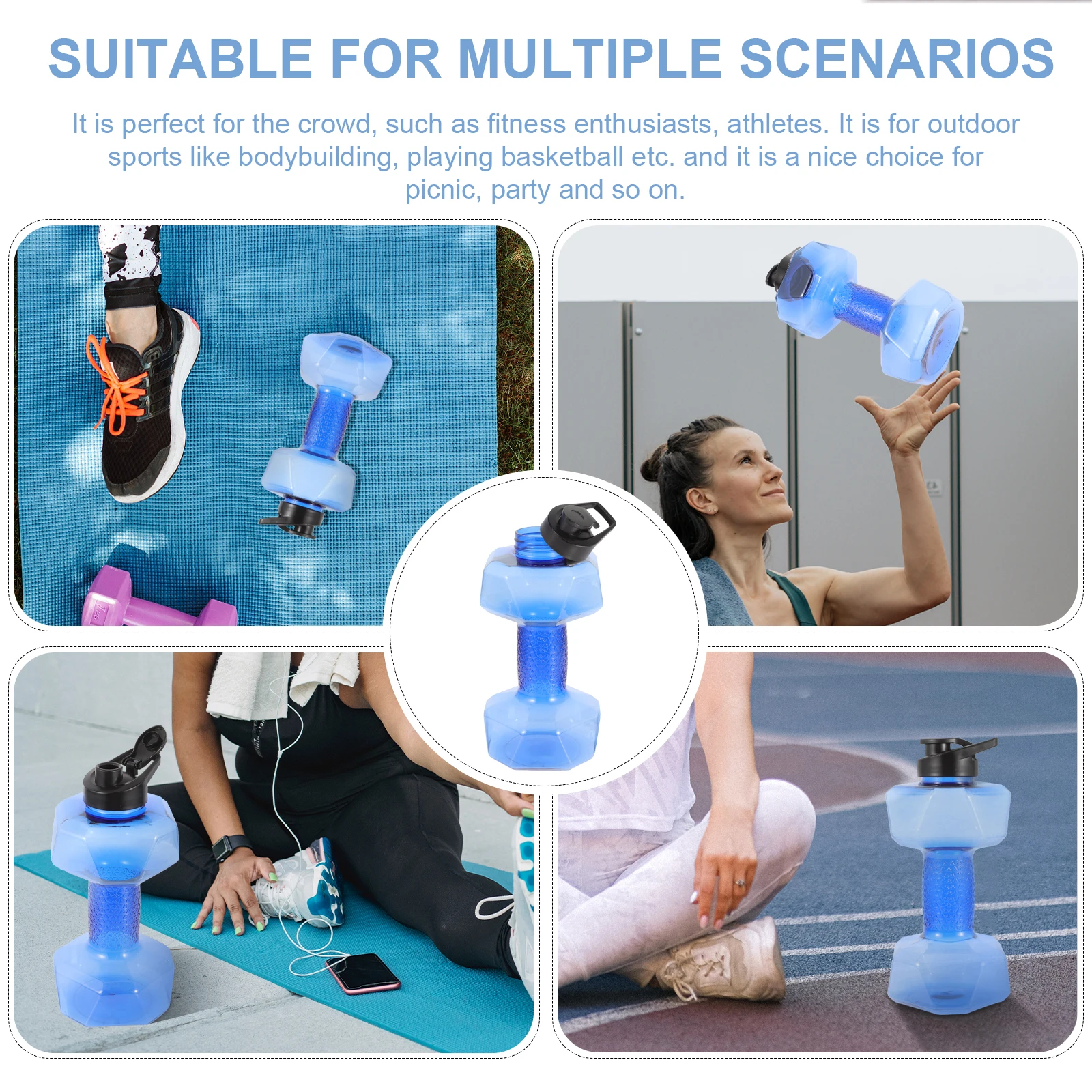 

Creative Dumbbell Water Bottle Premium Portable Fitness Sports Bottle for Workout Travel School Daily Use Dumbbell Kettle