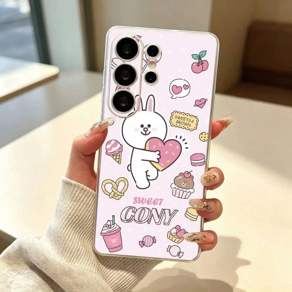 Cartoon C-Cony gift Phone Case Transparent Silicone Soft For Samsung S25,S24,S21,S22,S23,S30,Ultra,S20,Plus,Fe