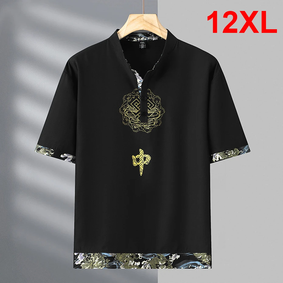Chinese Style T-shirt Men 10XL 12XL Plus Size Tshirt Male Summer Tops Tees Big Size 10XL 12XL