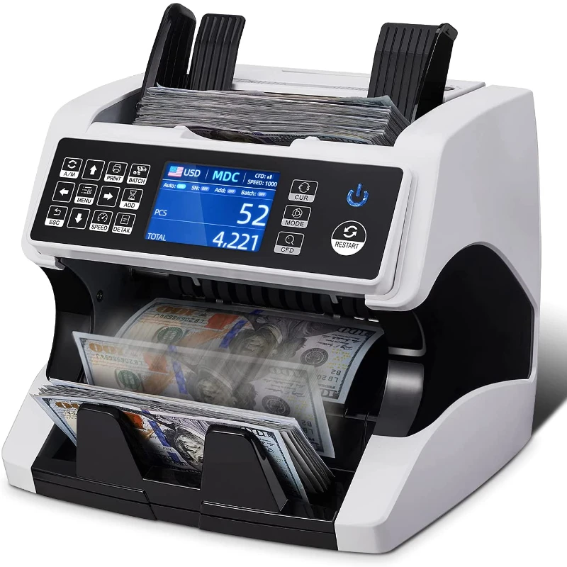 AL-920 Top Loading Dual CIS Multi-Currency Value Counter Mixed Denomination Bill Counter Money Counting Machine