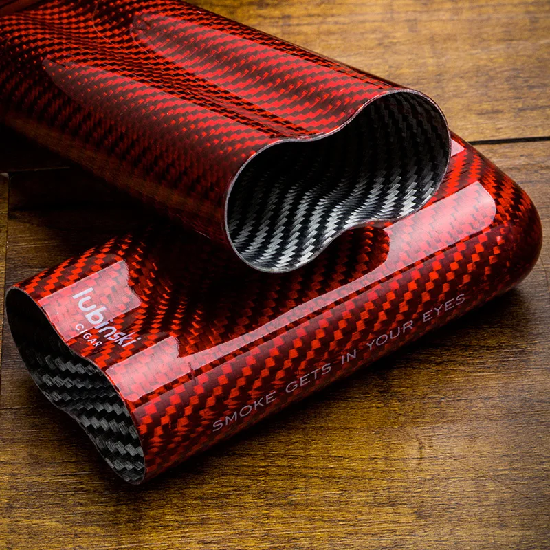 LUBINSKI Carbon Fiber Cigar Cover 2 Cigar Moisturizing Tool Portable Cigar Pipe Smoking Accessories Cigar Case Holder CE-026