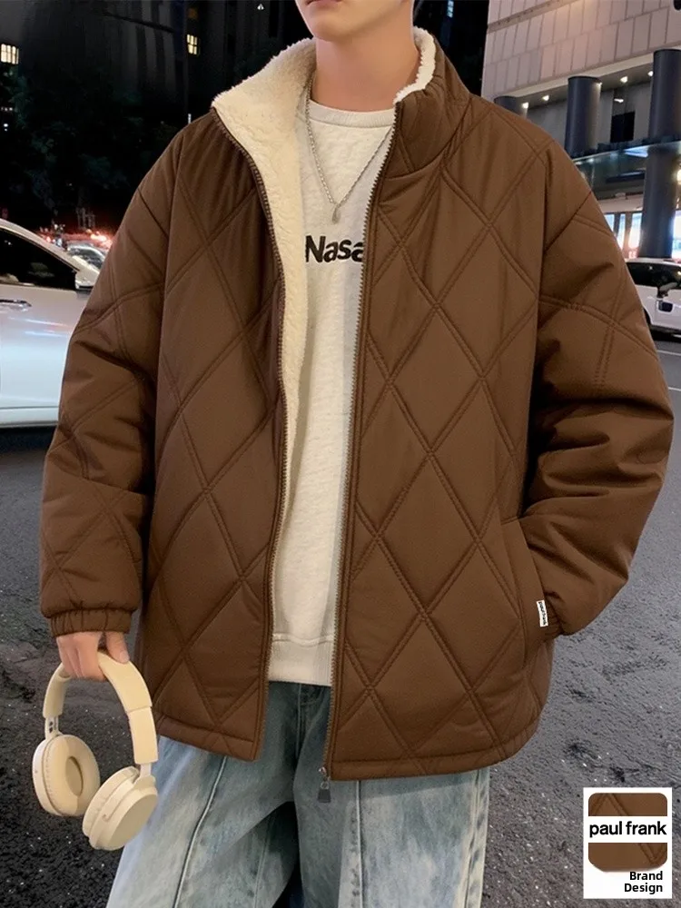 

Мужская зимняя куртка свободного кроя с воротником, утепленная флисом, в стиле ретро, из хлопка, молодежная, модная, повседневная, теплая, утолщенная