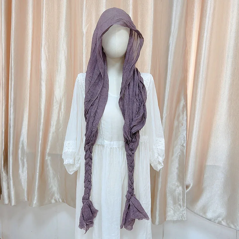 Johnature New Vintage Distressed Personality Braided Scarf Four Seasons All Match Shade And Keep Warm Solid Color Women Scarf