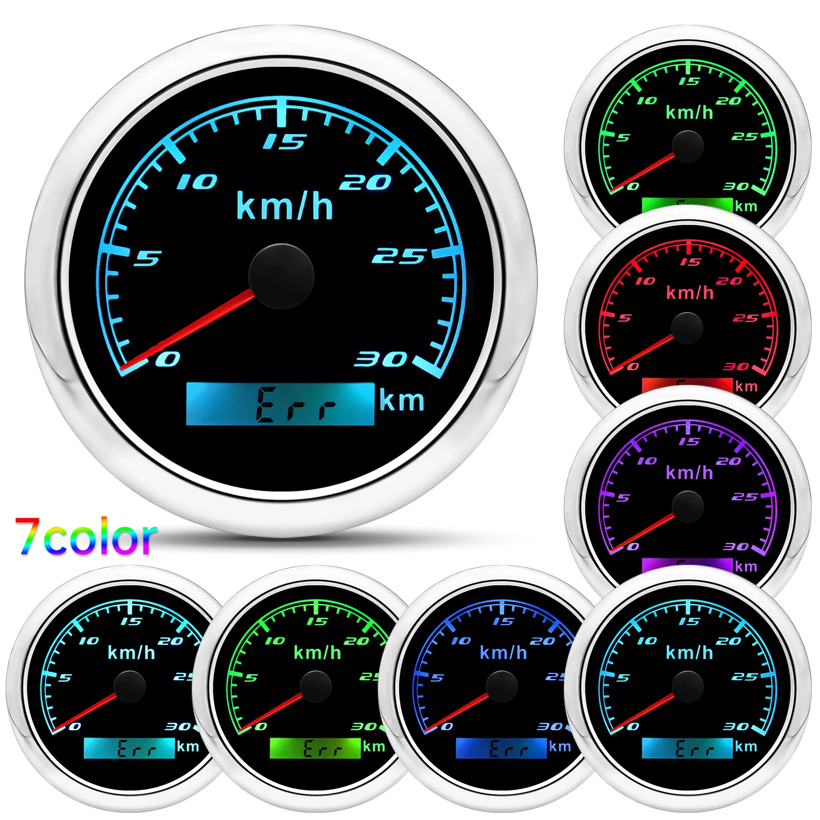 Gps Boat Speedometer 30/60/120/200km/h Waterproof Car Gps Speedometer 7 colors Backlight with GPS Sensor for Boat Auto Truck RV