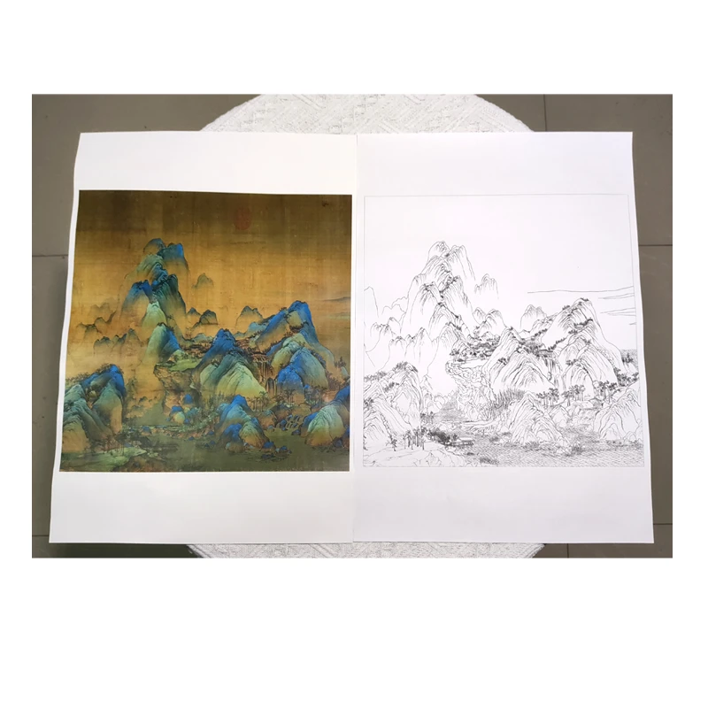Professional Painting Line Draft Traditional Chinese Painting paper Landscape Line Drawing Colorful Picture Practicing Draft