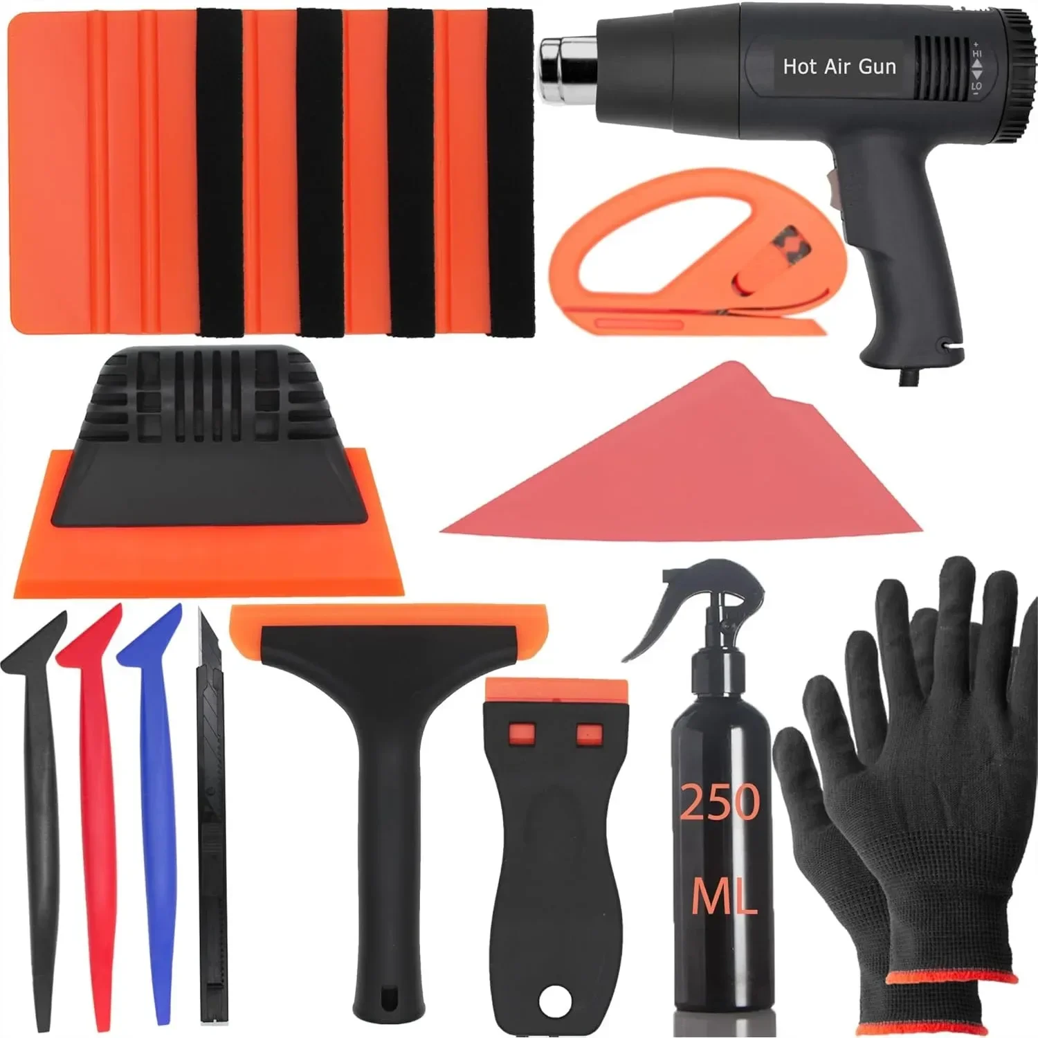 

Heat Gun For Vinyl Wrap Car Film Installation Tool Kit 1800W With Squeegees Cutter Gloves