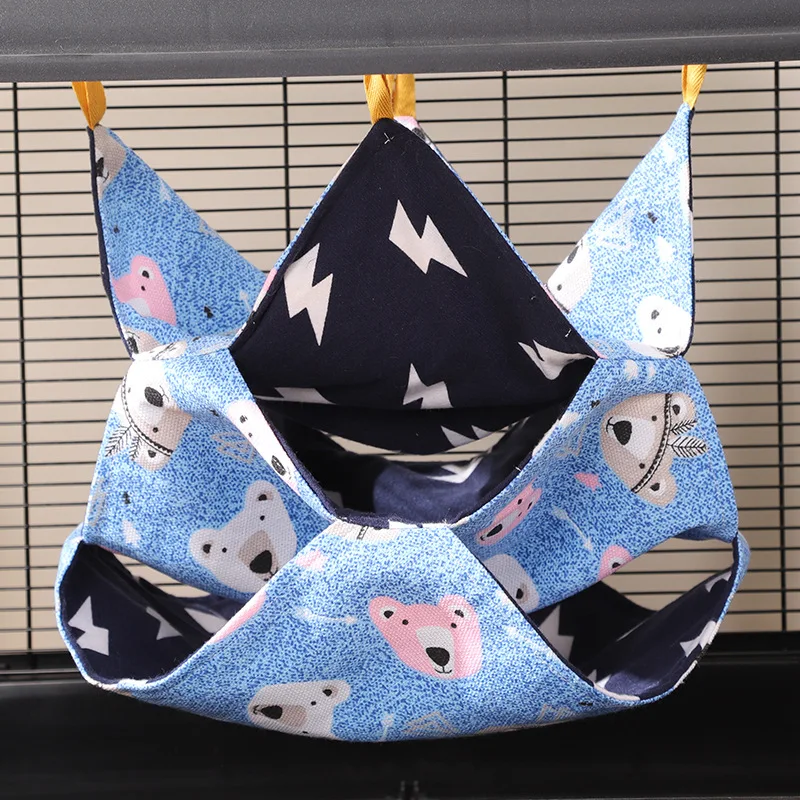 Three Layered Hamster Cage Sleeping Hammock Print Guinea Pig Clothes Bed Rodent Hammock Chinchilla Cage Little House